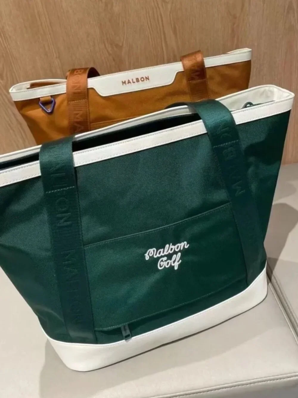 Malbon Golf Handbag Shoulder Bag Brown Green